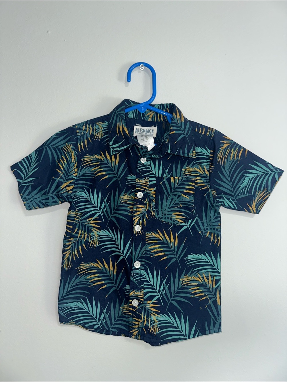 Alex + Jack Boys Navy Tropical Leaf Button-Up Shirt